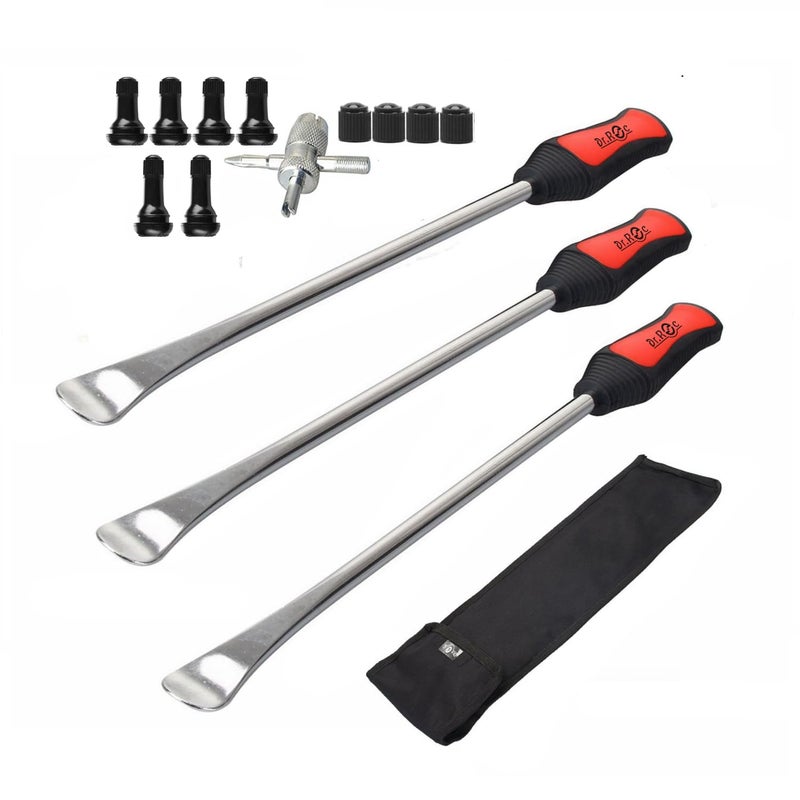 Dr.Roc 14.5 inch Perfect Leverage Tire Spoon Lever Iron Tool Kit Motorcycle Dirt Bike Lawn Mower Professional Tire Changing Tool with Stable Bag 3 PCS Tire Spoons with Tire Valve Stem TR412 TR413 - Image 1